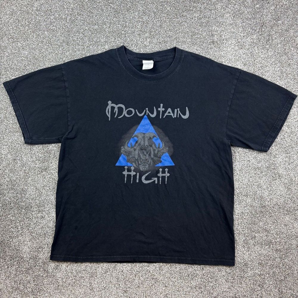 Vintage Y2k Mountain Band Shirt Mens Large Black Mystic Fire Mountain World 2004